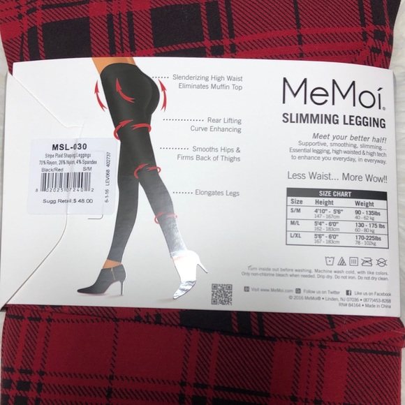 NWT MeMoí Slimming Legging Stripe Plaid S/M - Picture 3 of 3